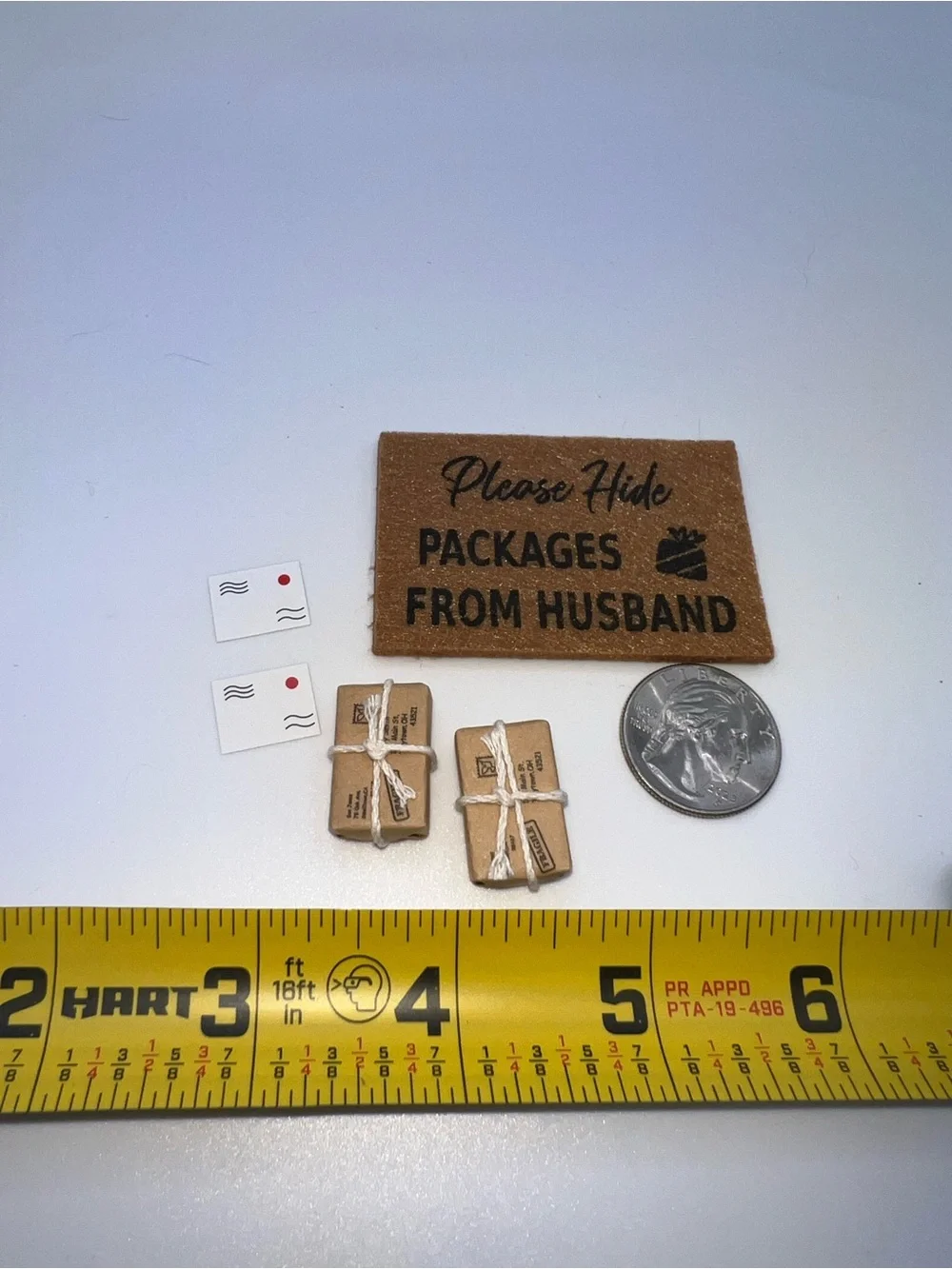 Please Hide Packages From Husband Miniature Dollhouse Door Mat